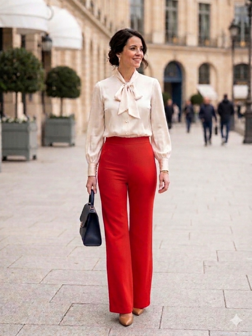 High-Waist Wide-Leg Red Pants